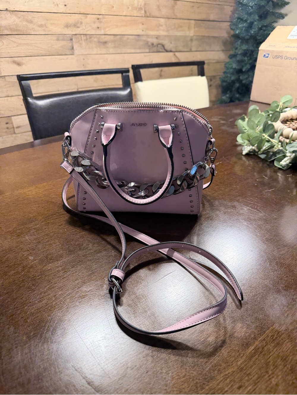 ALDO PINK Chain-Accent Crossbody Bag